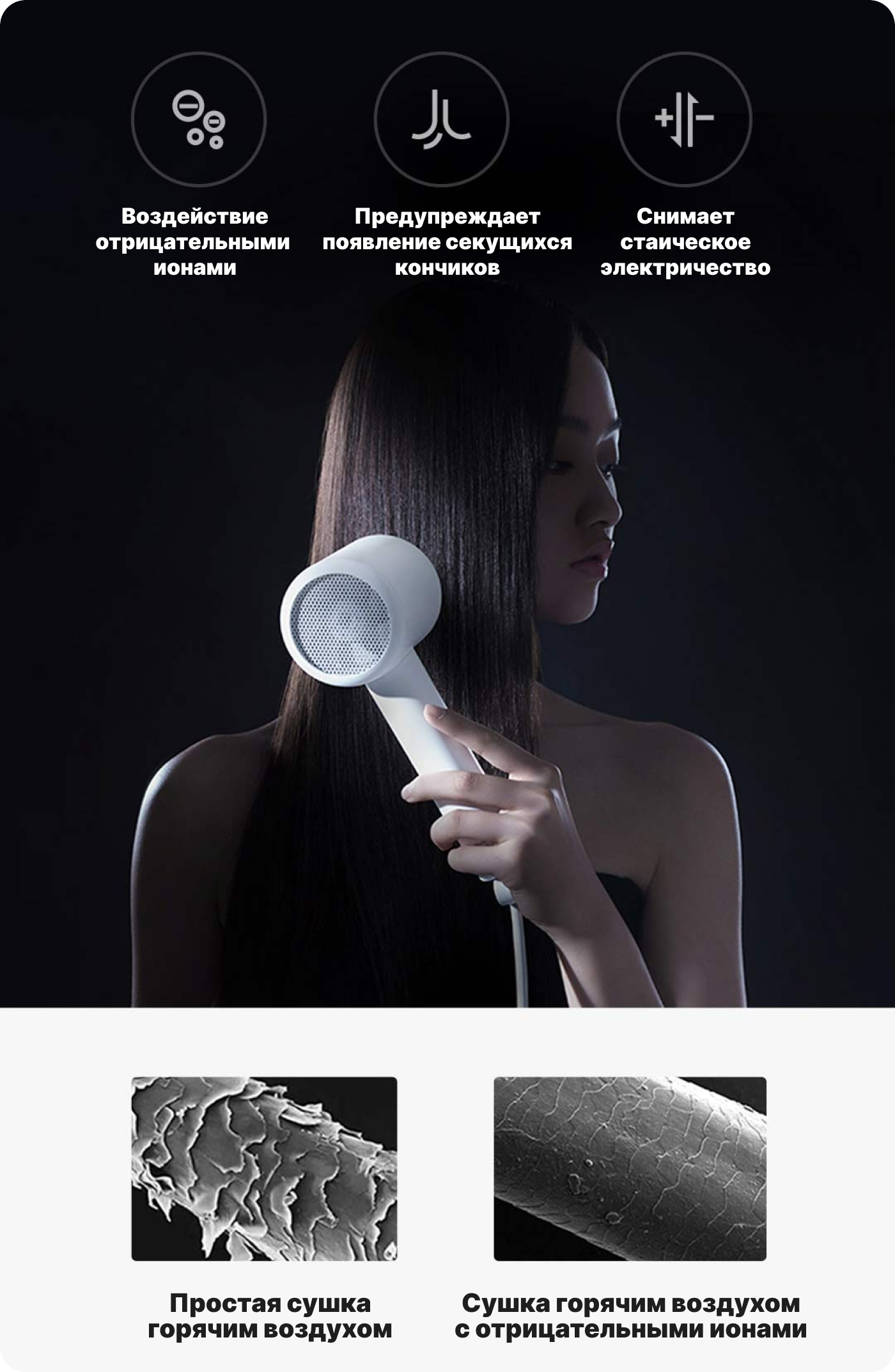 xiaomi mijia negative ion hair dryer h300 ионизация