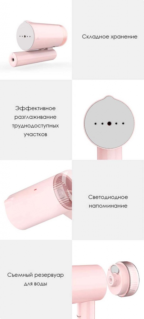 Ручной складной отпариватель Xiaomi Lofans 1000W (Pink)