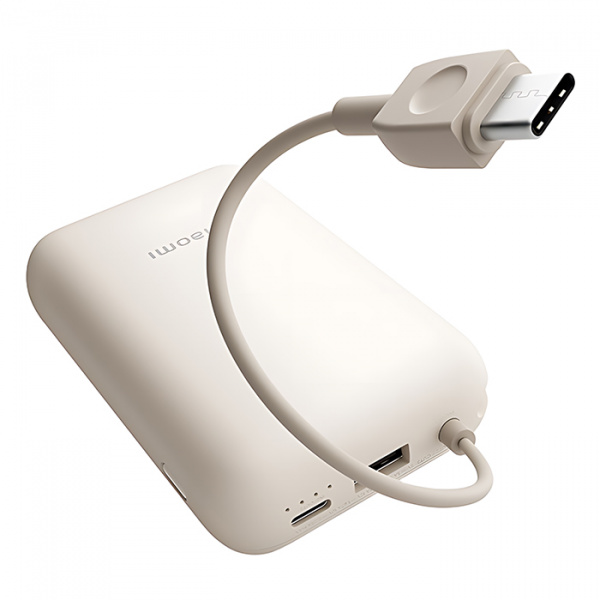 Внешний аккумулятор Xiaomi Power Bank With Cable USB-C Pocket Version 10000 mAh (бежевый)