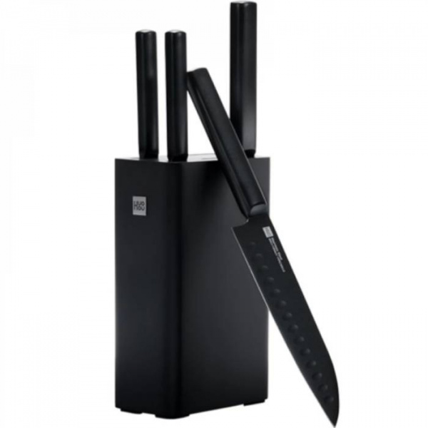 Набор кухонных стальных ножей Xiaomi Huo Hou Heat Cool Black Non-stick Knife Set 4 in 1