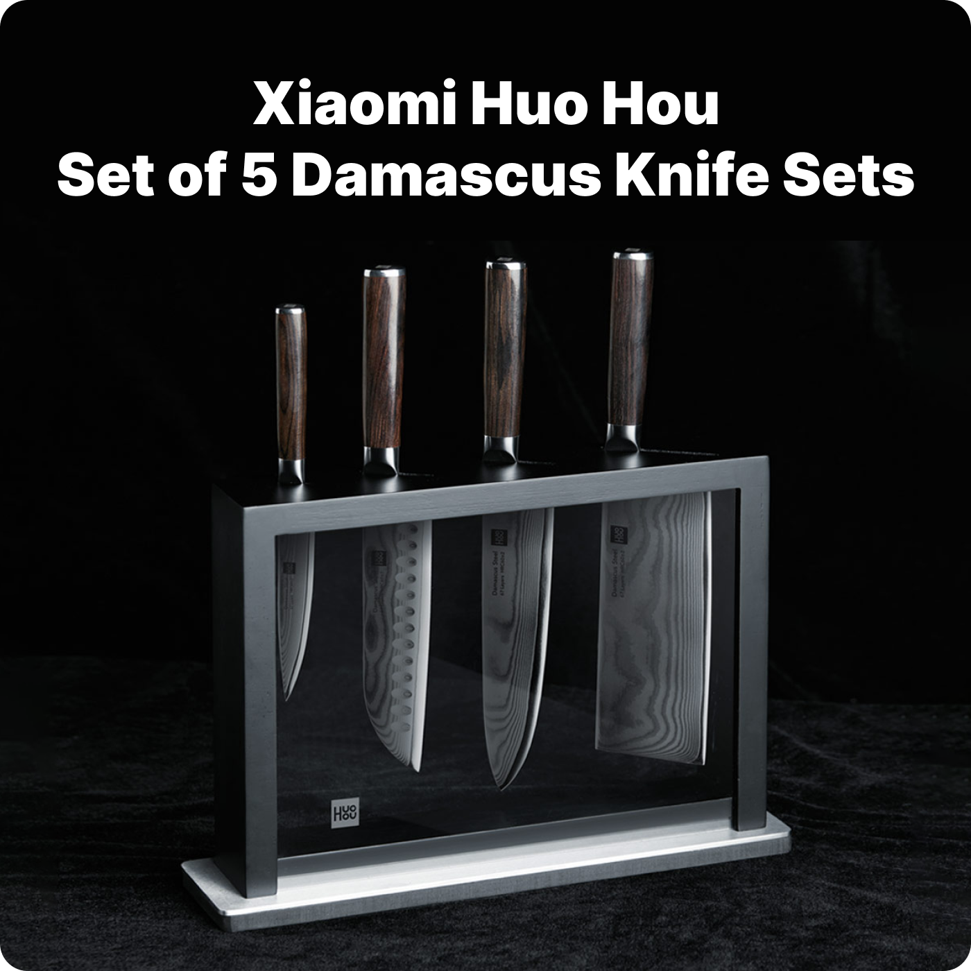 купить набор кухонных ножей xiaomi huo hou set of 5 damascus knife sets