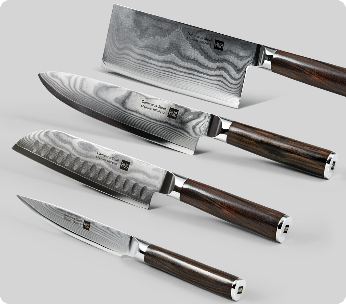 набор ножей из дамасской стали xiaomi huo hou set of 5 damascus knife sets